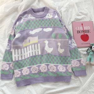 Kawaii Farm Sweater - Y2K Aesthetic Fashion for Trendy Outfits