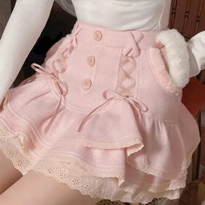 Kawaii Ruffled Layered Lace Mini Skirt - Y2K Fashion Essential Outfit