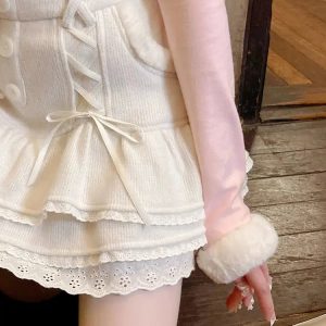 Kawaii Ruffled Layered Lace Mini Skirt - Y2K Fashion Essential Outfit