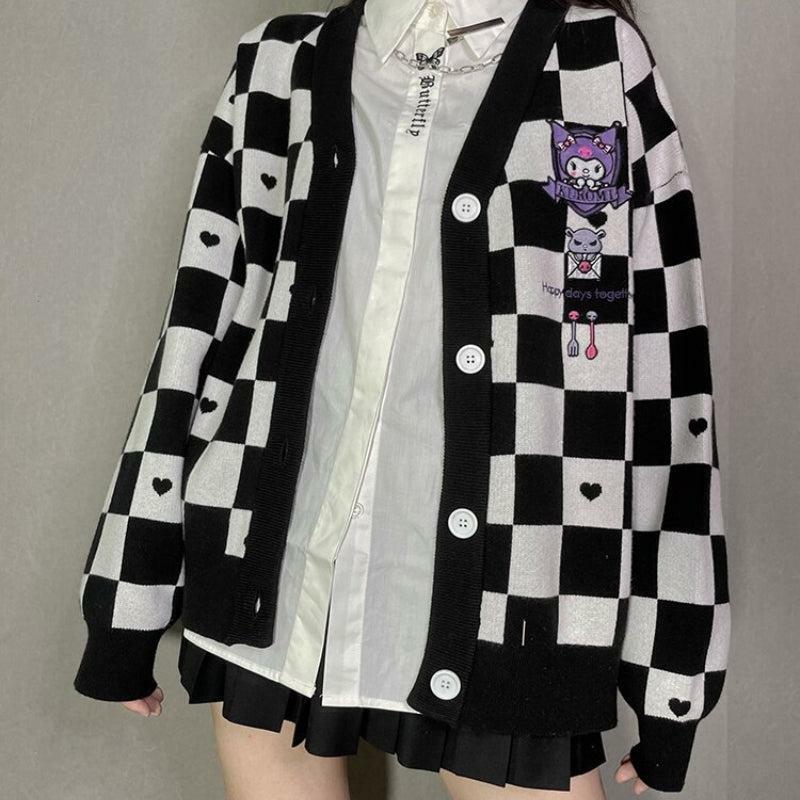 Kuromi Buttoned Black Cardigan - Y2K Fashion Essential for 2000s Style