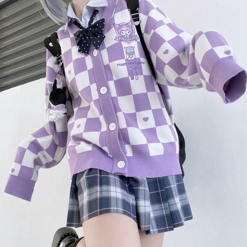 Kuromi Buttoned Purple Cardigan - Y2K Fashion Essential for 2000s Style