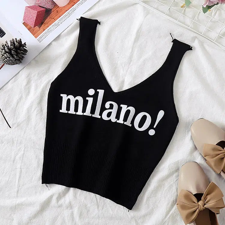 Milano Knitted Tank Top - Trendy Y2K Fashion Essential for Stylish Looks