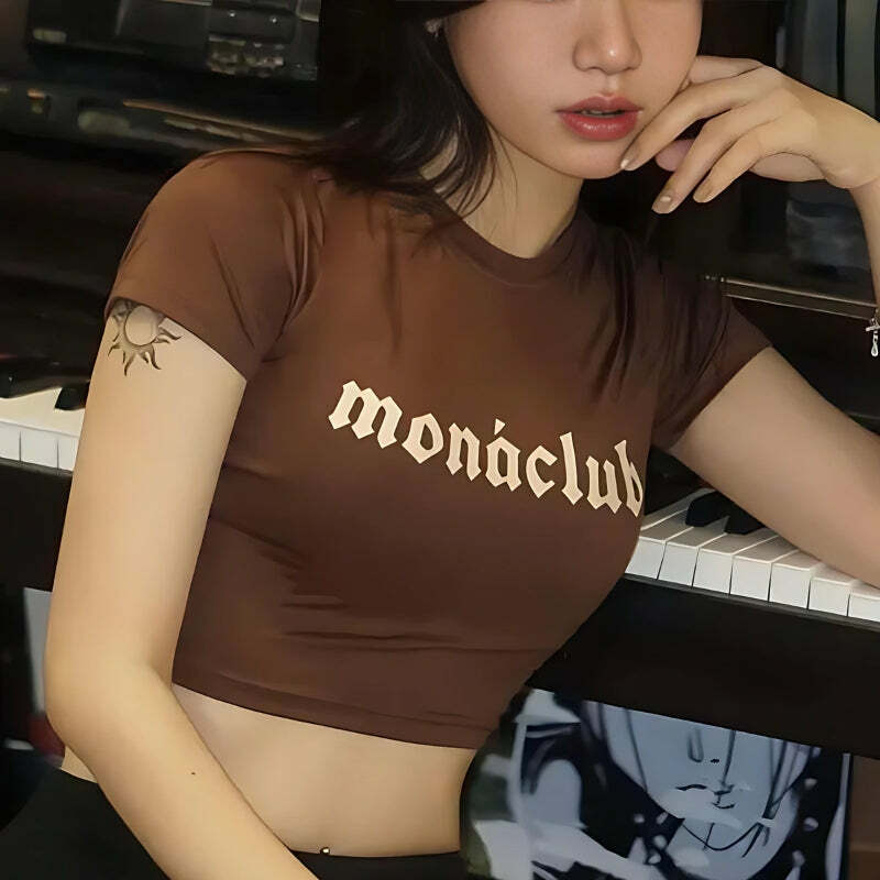 Monaclub Y2K Crop Top: Trendy 2000s Fashion for Effortless Style