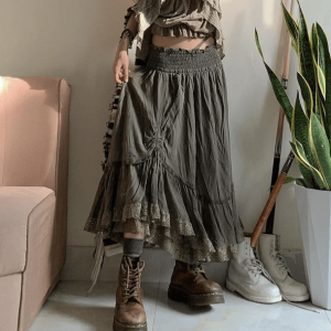 Muddy Goblincore Y2K Skirt: Embrace 2000s Fashion Aesthetic & Style