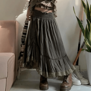 Muddy Goblincore Y2K Skirt: Embrace 2000s Fashion Aesthetic & Style