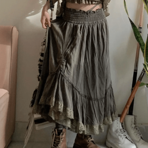 Muddy Goblincore Y2K Skirt: Embrace 2000s Fashion Aesthetic & Style