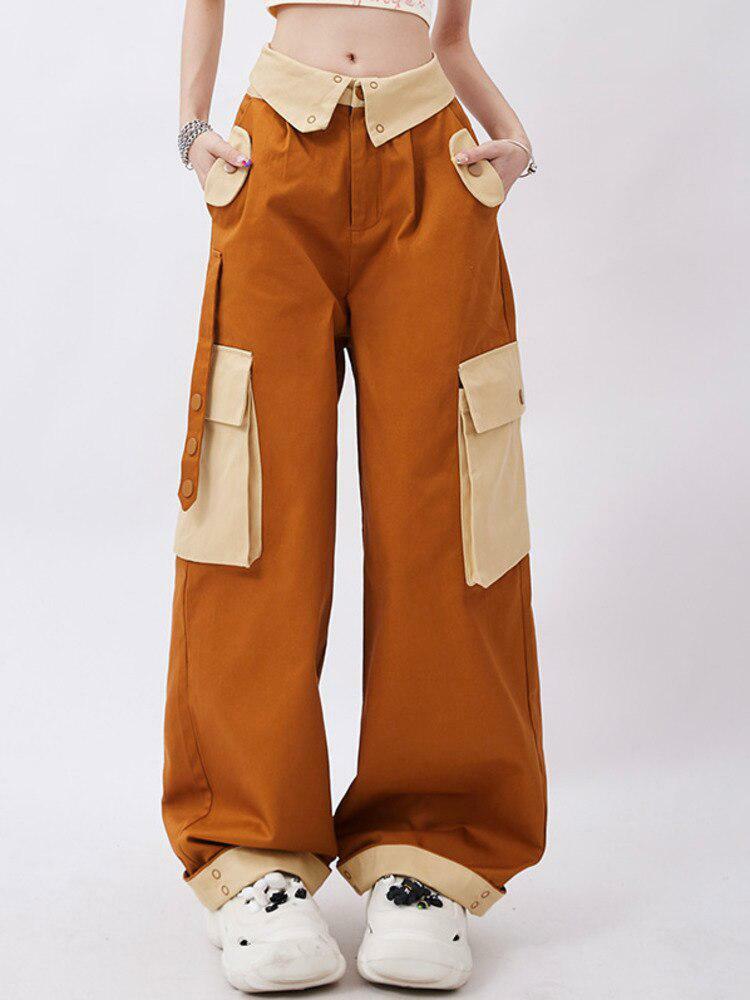 Orange Wide Leg Cargo Pants - Trendy Y2K Fashion for Effortless Style