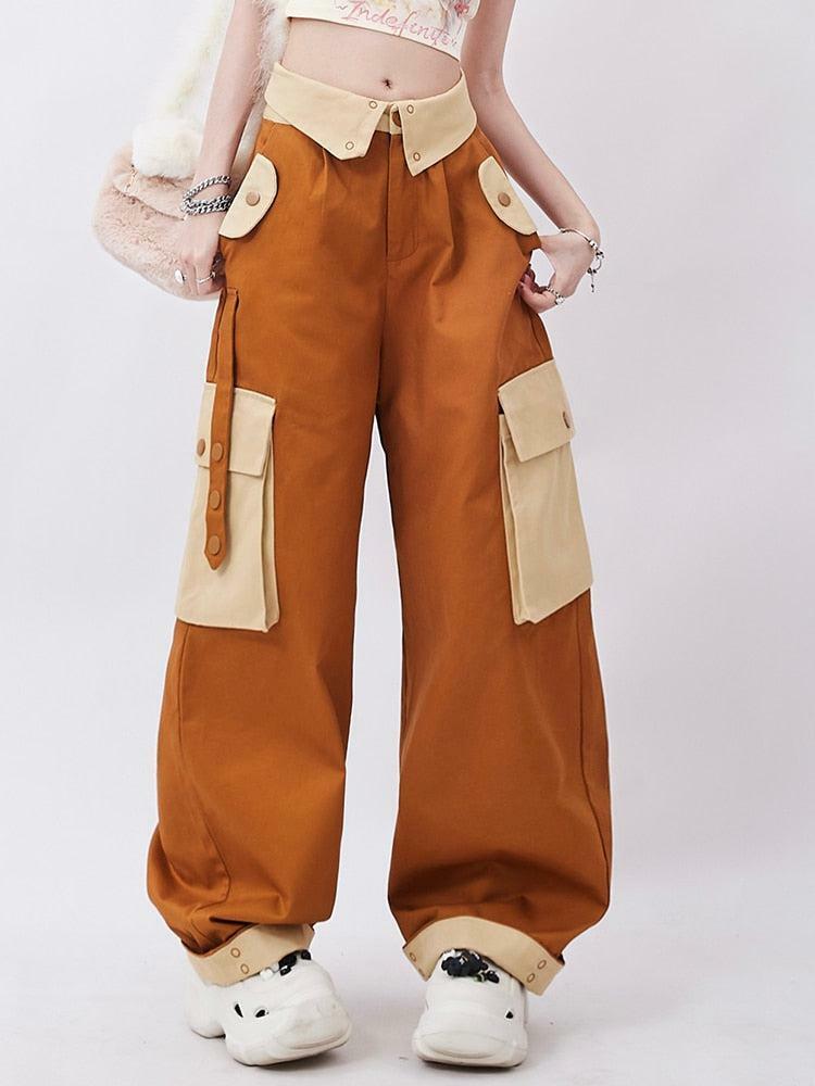 Orange Wide Leg Cargo Pants - Trendy Y2K Fashion for Effortless Style