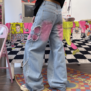 Pastel Butterfly Wide Leg Jeans - Y2K Fashion Statement for Trendsetters