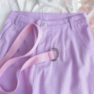 Pastel Lavender Y2K Pants - Trendy 2000s Style for Effortless Aesthetic