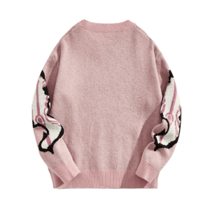 Pastel Pink Skeleton Sweater - Y2K Fashion Aesthetic for Trendy Looks