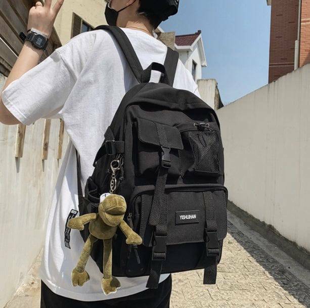 Pure Black Y2K Backpack - Trendy 2000s Style for Modern Aesthetic