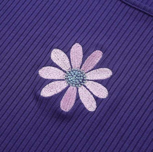 Purple Daisy Crop Top - Y2K Fashion Essential for Trendy Outfits