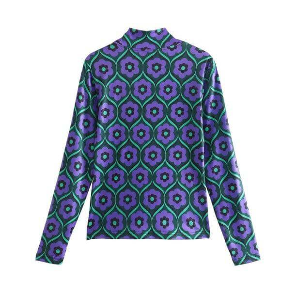 Purple Daisy Y2K Long Sleeve Top - Trendy 2000s Fashion Essential