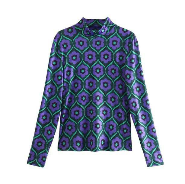 Purple Daisy Y2K Long Sleeve Top - Trendy 2000s Fashion Essential