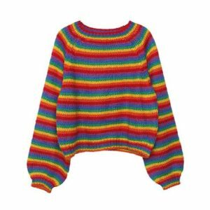 Rainbow Vibes Y2K Sweater - Trendy 2000s Fashion for a Bold Look