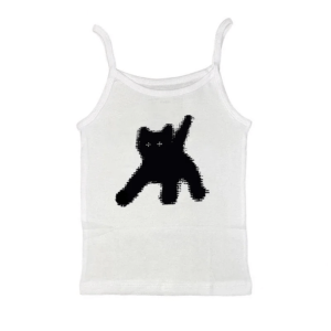 Sad Kitty Y2K Crop Top - Trendy 2000s Aesthetic Clothing for Women