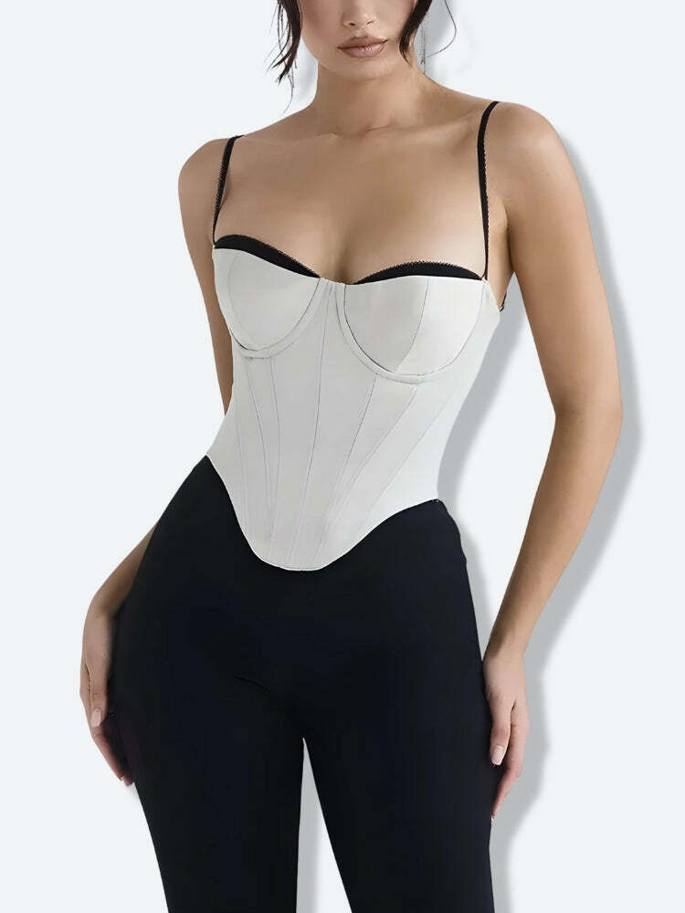 Satin Zip-Up Layered Corset Top - Y2K Fashion Essential for Stylish Outfits