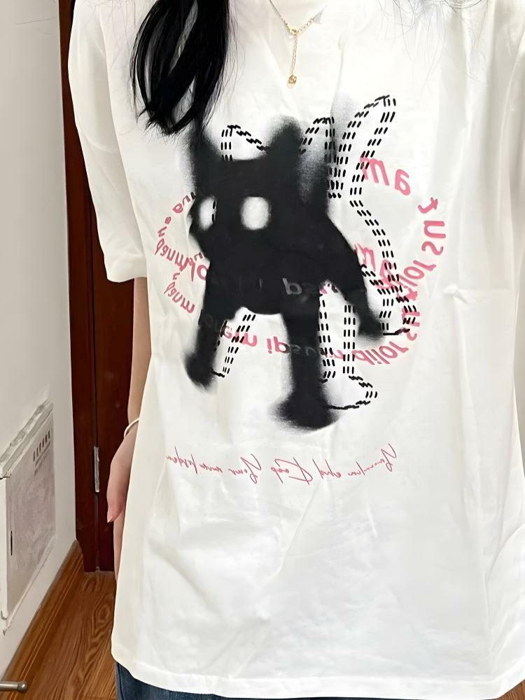 Shaking Cat Tee - Y2K Fashion Essential for Trendy 2000s Style