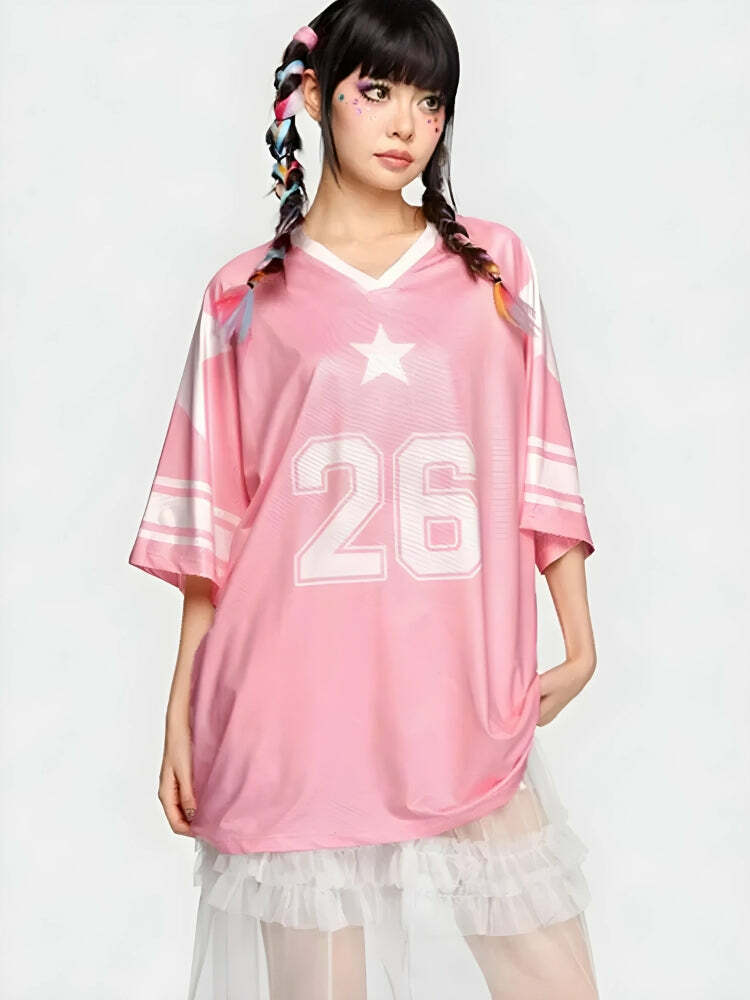 Soft Girl Star 26 Jersey Top - Trendy Y2K Fashion Essential