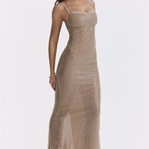 Sparkle Sequined Y2K Maxi Dress - Glam 2000s Style for Every Occasion