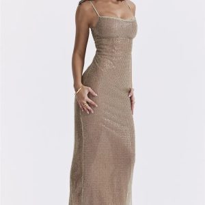 Sparkle Sequined Y2K Maxi Dress - Glam 2000s Style for Every Occasion