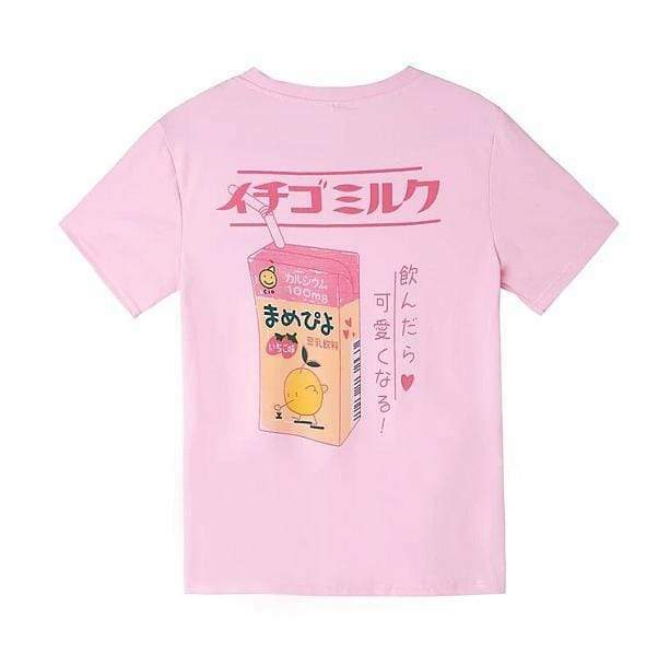 Strawberry Milk Box Tee - Y2K Aesthetic Top for Trendy Outfits