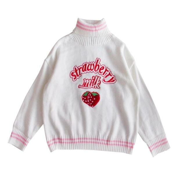 Strawberry Milk Sweater - Y2K Aesthetic Clothing for Trendy Outfits