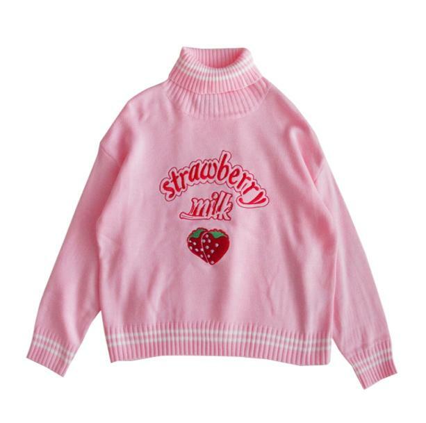 Strawberry Milk Sweater - Y2K Aesthetic Clothing for Trendy Outfits