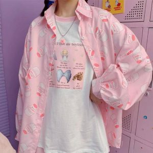 Strawberry Milk Y2K Aesthetic Shirt - Trendy 2000s Fashion Top