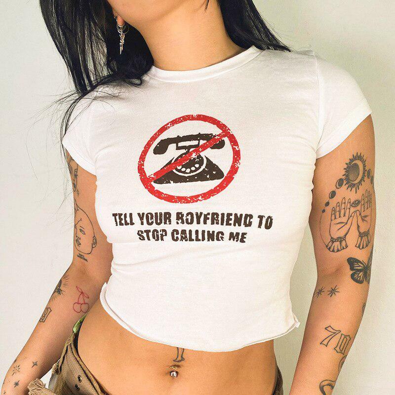 Tell Your Boyfriend Y2K Crop Top - Trendy 2000s Fashion Essential