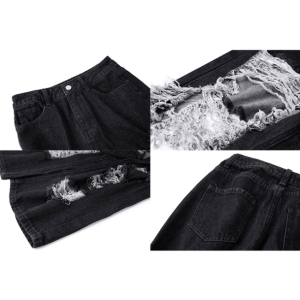 Trendy Distressed Black Jeans for Y2K Fashion & 2000s Style Lovers