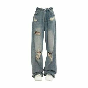 Trendy Distressed Boyfriend Jeans - Y2K Fashion Must-Have for 2000s Style