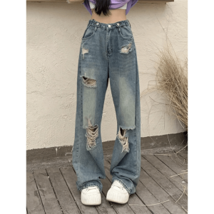 Trendy Distressed Boyfriend Jeans - Y2K Fashion Must-Have for 2000s Style