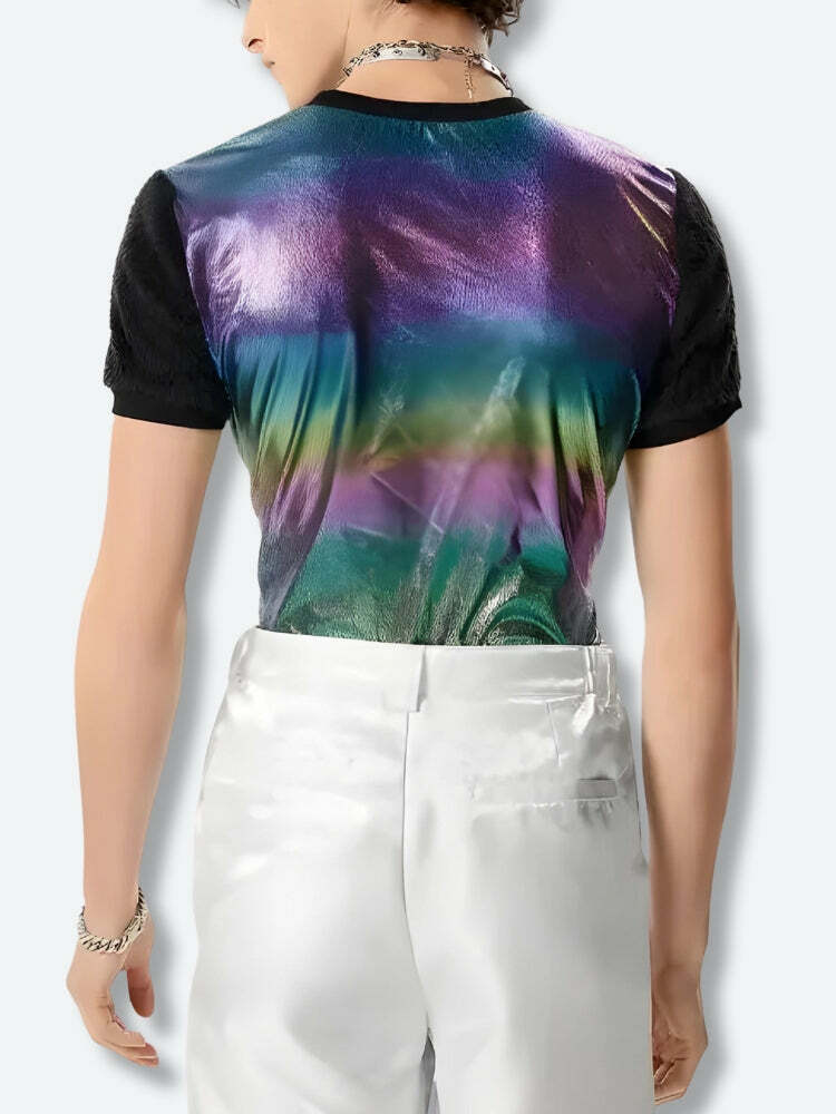 Trendy Hologram Top - Y2K Fashion Essential for Iconic 2000s Style