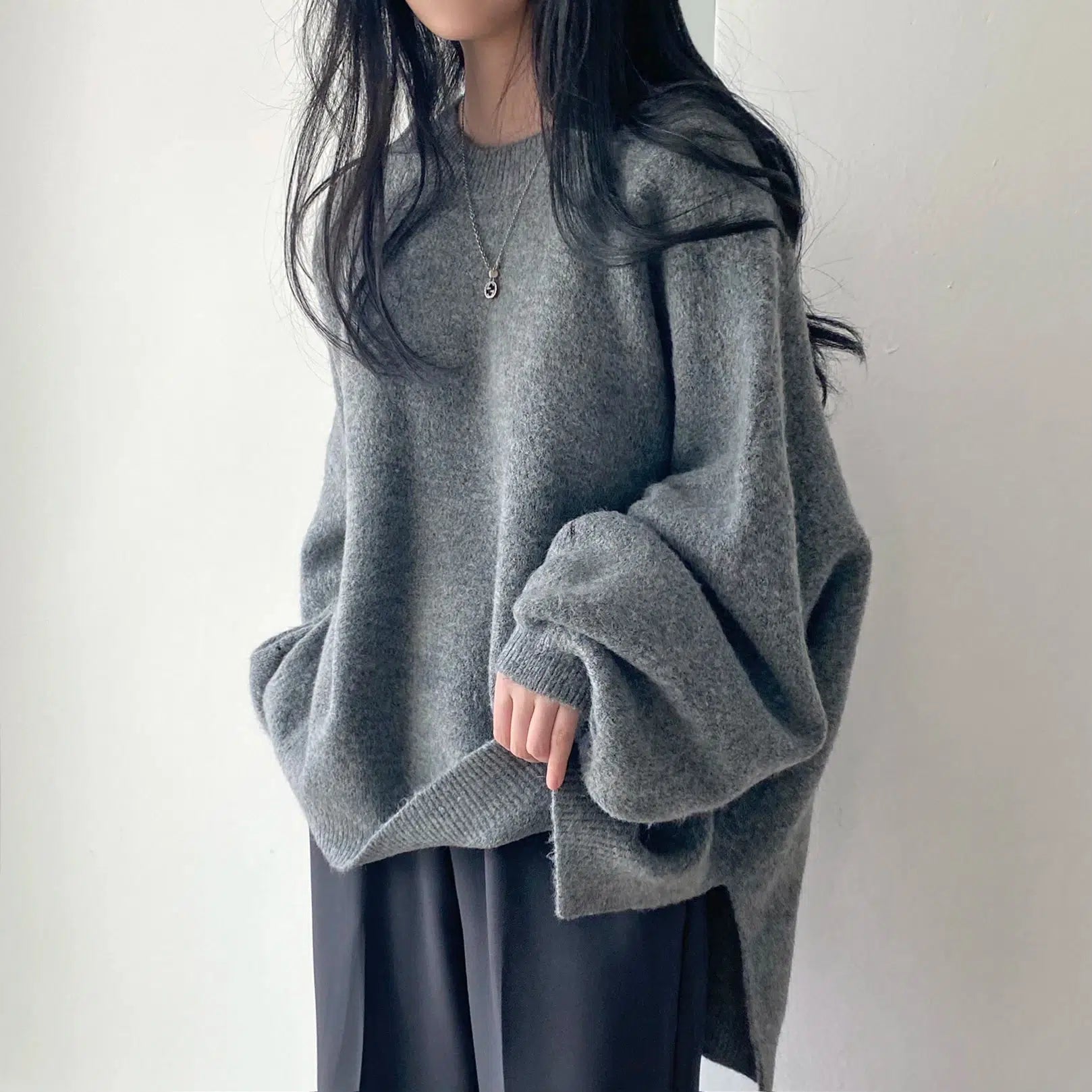 Trendy Oversized Knit Sweater - Y2K Fashion Essential for 2000s Style