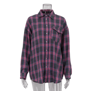 Trendy Oversized Pink Plaid Shirt - Y2K Fashion Essential for 2000s Style