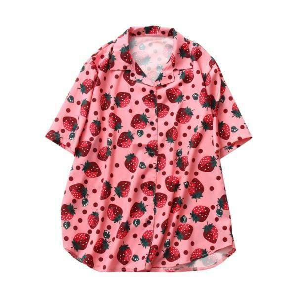 Trendy Pink Strawberry Shirt - Y2K Fashion Essential for Stylish Outfits