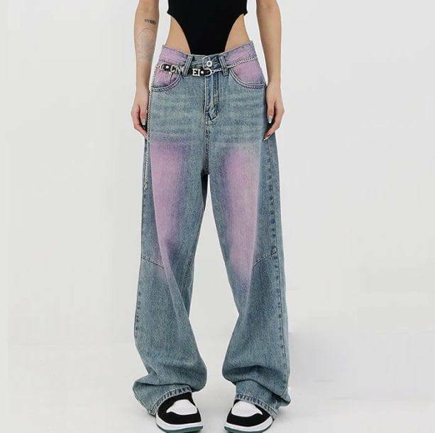 Trendy Pink Tint Baggy Jeans - Y2K Fashion Must-Have for 2000s Style