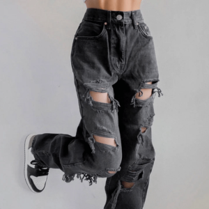 Trendy Ripped High Waist Jeans - Embrace Y2K Fashion & 2000s Style