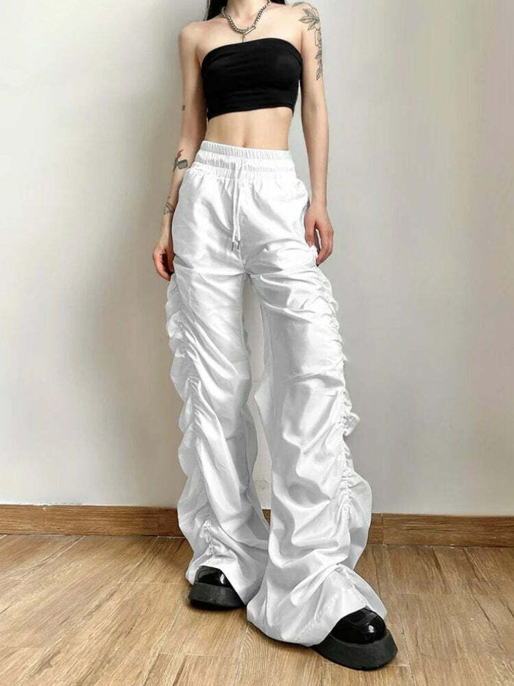 Trendy Ruched Parachute Pants - Embrace Y2K Fashion & 2000s Style