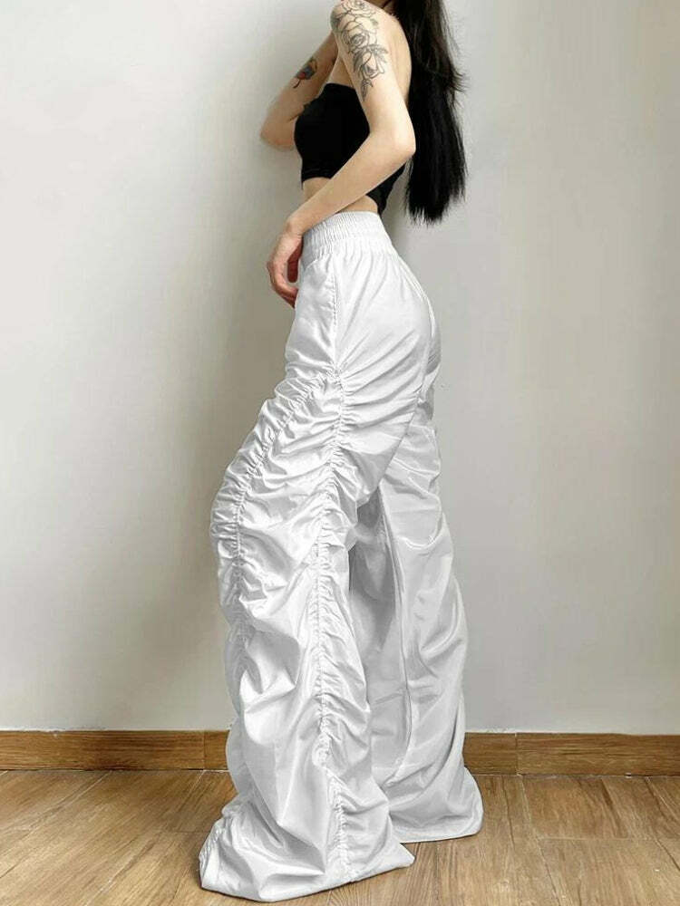 Trendy Ruched Parachute Pants - Embrace Y2K Fashion & 2000s Style