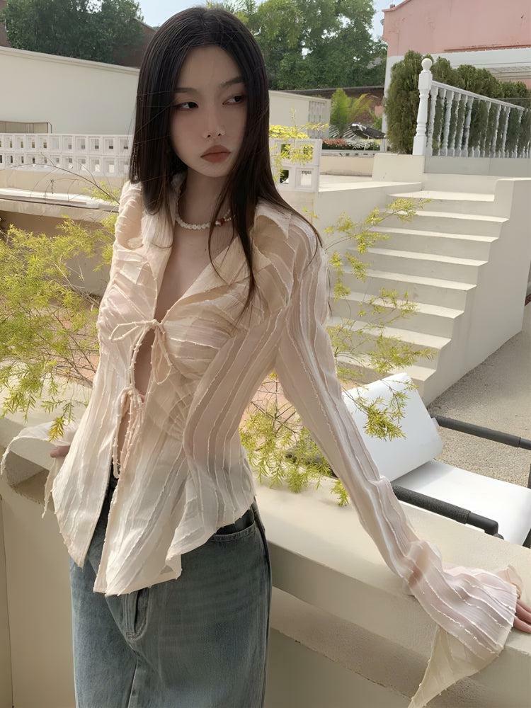 Trendy Sheer Shirt: Embrace Y2K Fashion with 2000s Style Aesthetic