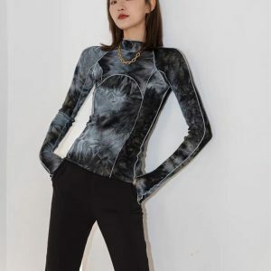 Trendy Tie Dye High Neck Top - Y2K Fashion Essential for Stylish Outfits