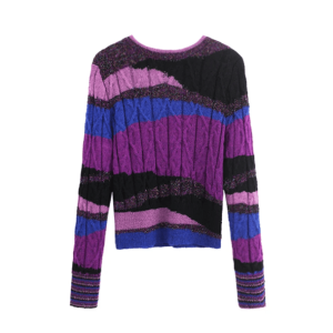 Trendy Y2K Aesthetic Round Neck Purple Flow Sweater for Stylish Looks