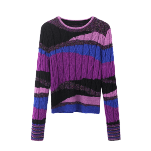 Trendy Y2K Aesthetic Round Neck Purple Flow Sweater for Stylish Looks