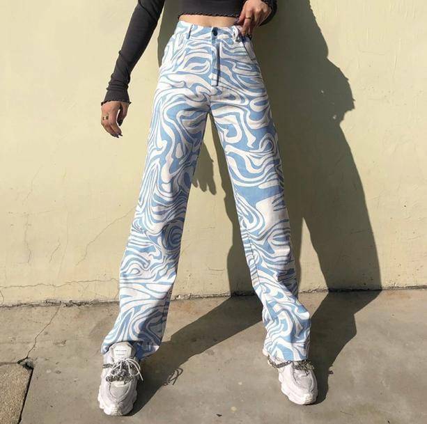 Trendy Y2K Aesthetic Wavy Pants for Stylish 2000s Fashion Lovers