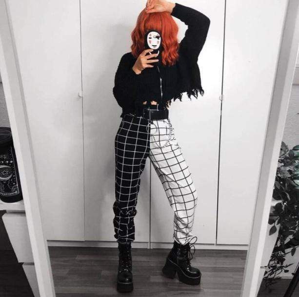 Trendy Y2K Black and White Pants - 2000s Fashion Aesthetic Outfit