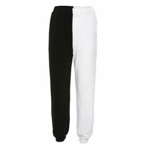 Trendy Y2K Black & White Pants - Iconic 2000s Fashion Style