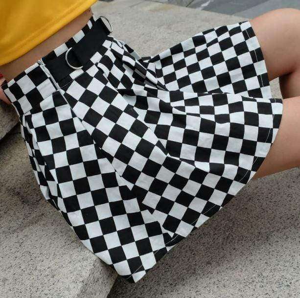 Trendy Y2K Checkerboard Skirt - Iconic 2000s Fashion Statement